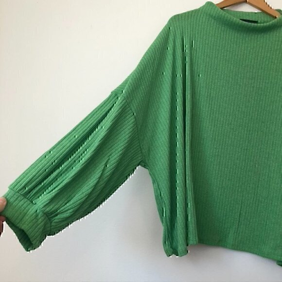 NEW NWT MODCLOTH Plus Size Casual Truth Mock Neck Top Solid Green Long Sleeve 4X - Picture 9 of 12
